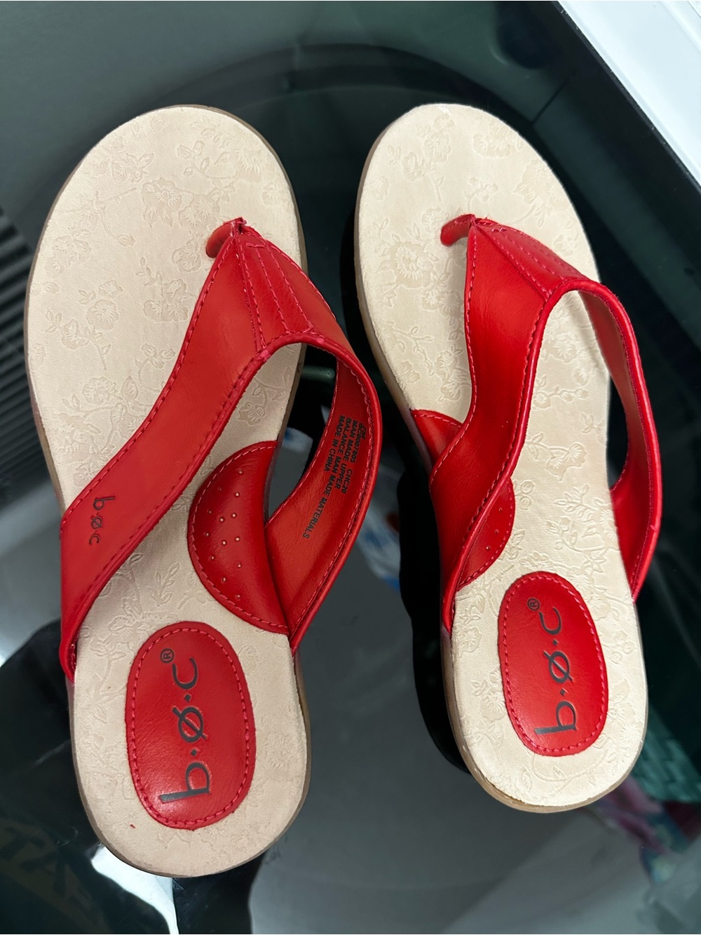 b.o.c. Red Slingback Thong Sandals